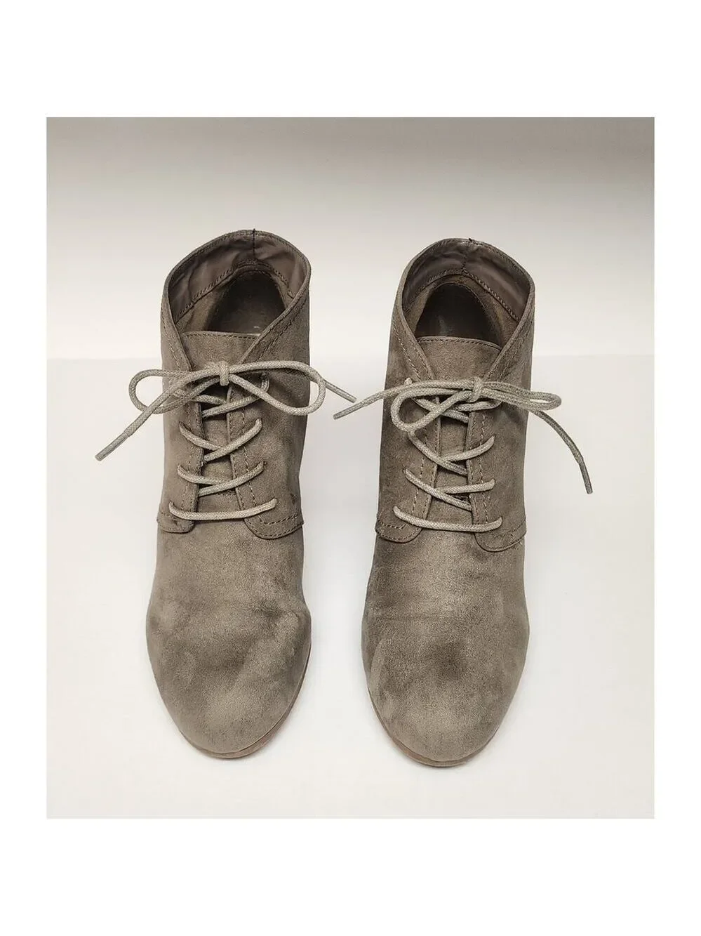 Arizona Jean Company Taupe Faux Suede Lace Up Wedge Ankle Boots Size 9.5M